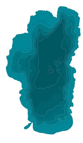 Map outline of Lake Tahoe